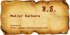 Mekler Barbara névjegykártya